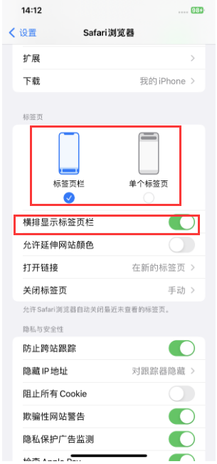 临高苹果手机维修分享Safari浏览器如何切换标签栏位置 